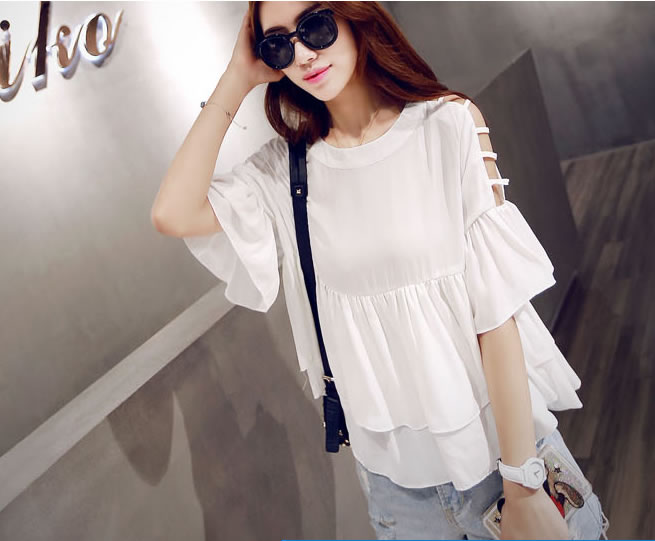 WT6877 Korea Fashion Top White