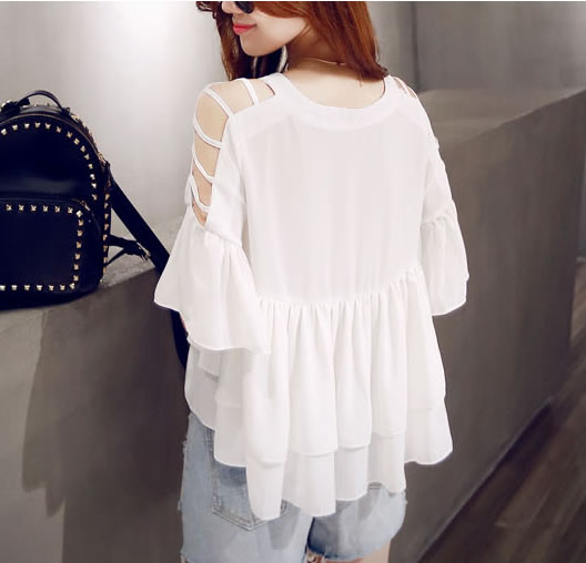 WT6877 Korea Fashion Top White