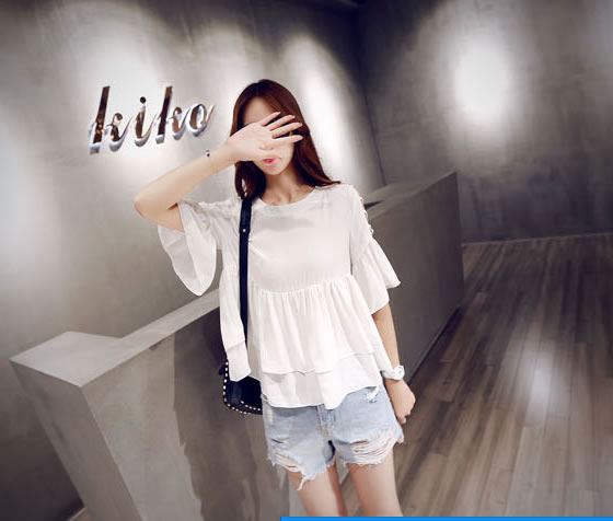 WT6877 Korea Fashion Top White