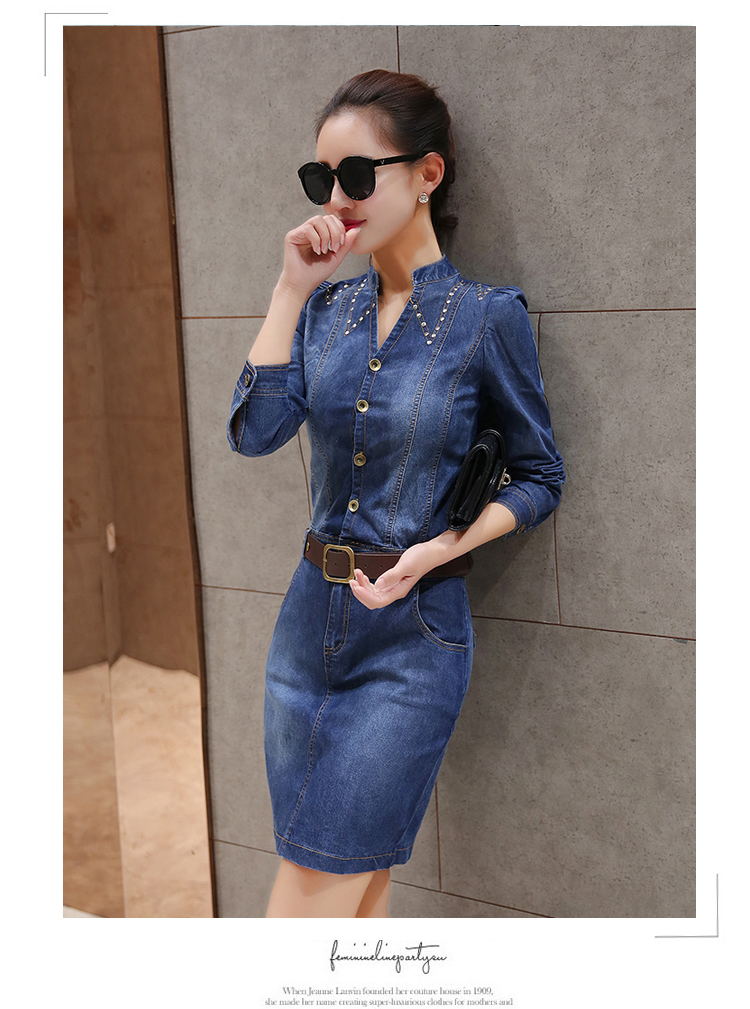 WD6882 Stylish Denim Dress Blue