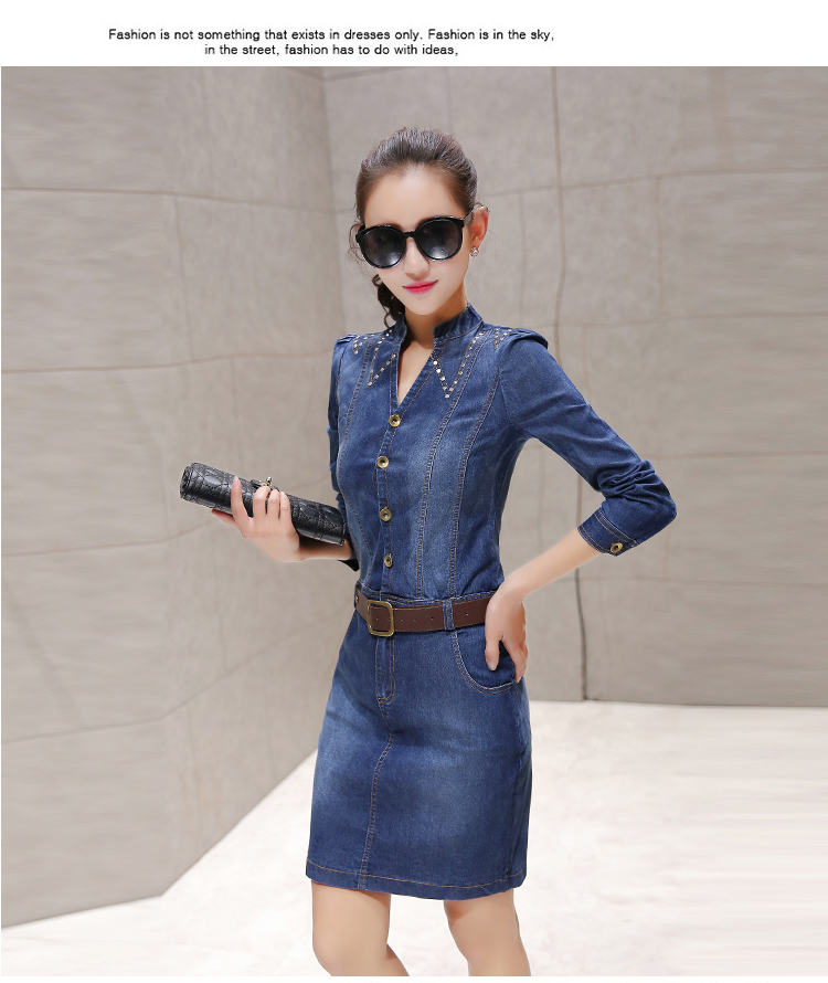 WD6882 Stylish Denim Dress Blue