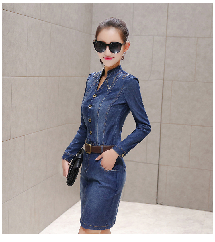 WD6882 Stylish Denim Dress Blue