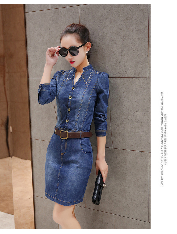 WD6882 Stylish Denim Dress Blue