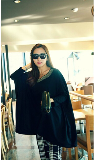 WT6885 Fashion Loose Top Black