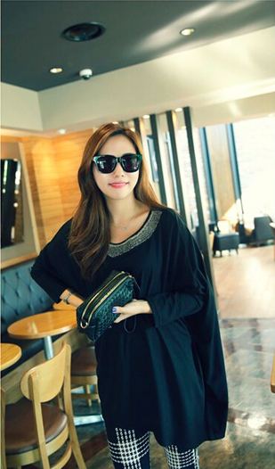 WT6885 Fashion Loose Top Black