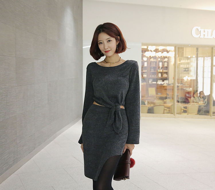 WT6893 Top and Skirt Dark Grey (1 Set)