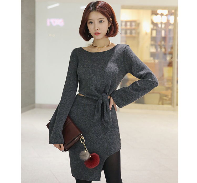 WT6893 Top and Skirt Dark Grey (1 Set)