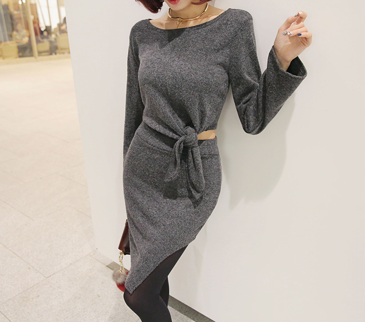 WT6893 Top and Skirt Dark Grey (1 Set)