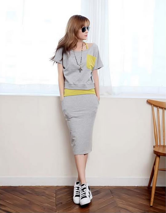 WT6898 Top and Skirt As Picture (1 Set)