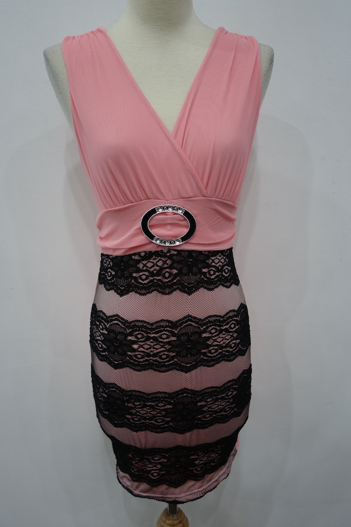 WD6901 Sexy Hugging Dress Pink