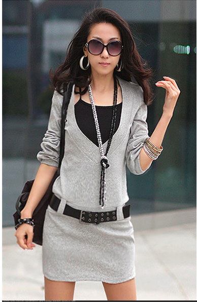 WD6926 Korea Stylish Dress Grey