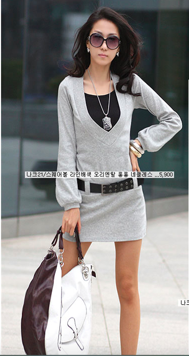 WD6926 Korea Stylish Dress Grey