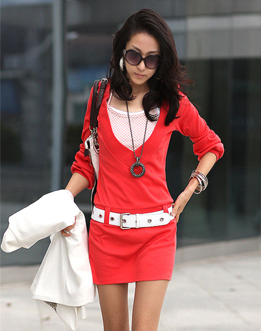 WD6926 Korea Stylish Dress Red