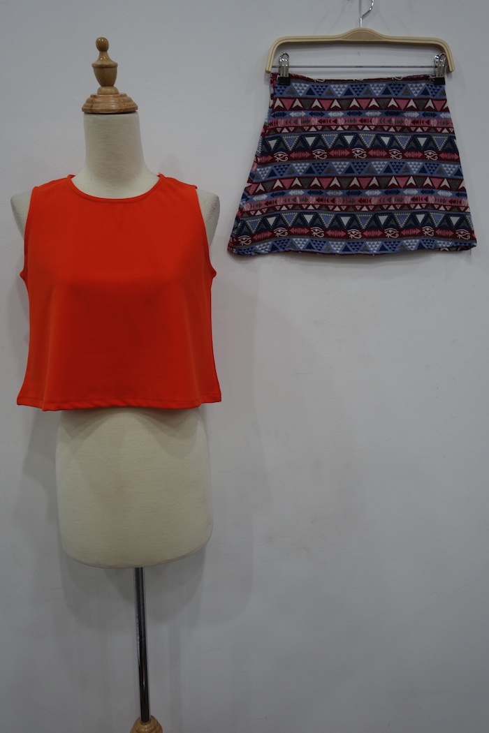 WT6945 Trendy Top and Skirt As Picture (1 Set)