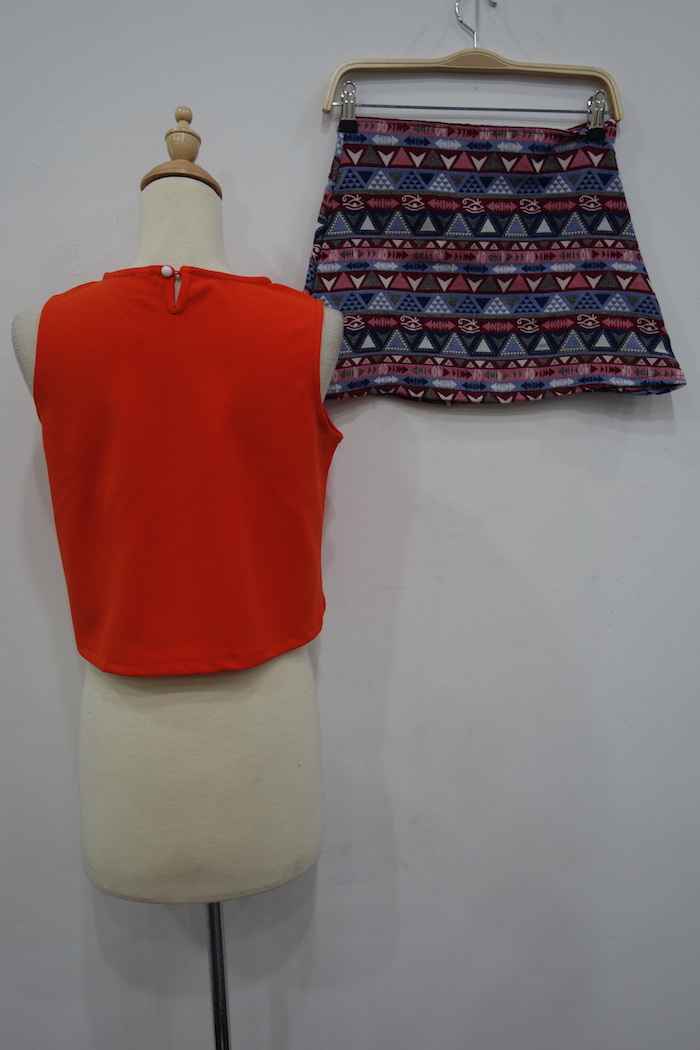 WT6945 Trendy Top and Skirt As Picture (1 Set)