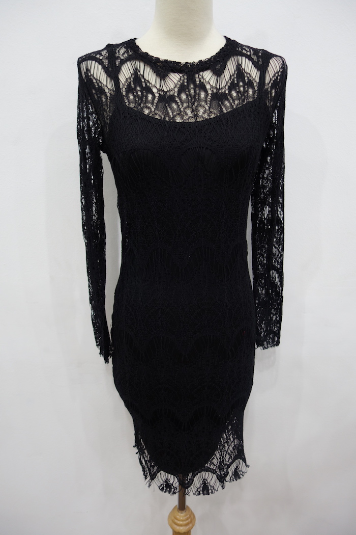 WD6956 Korea Sexy Lace Dress Black