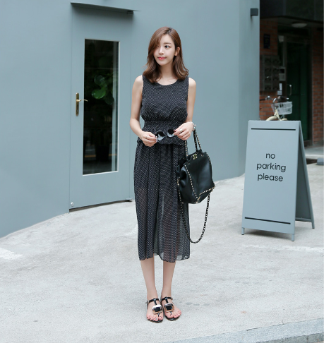 WD6966 Stylish Chiffon Dress Black