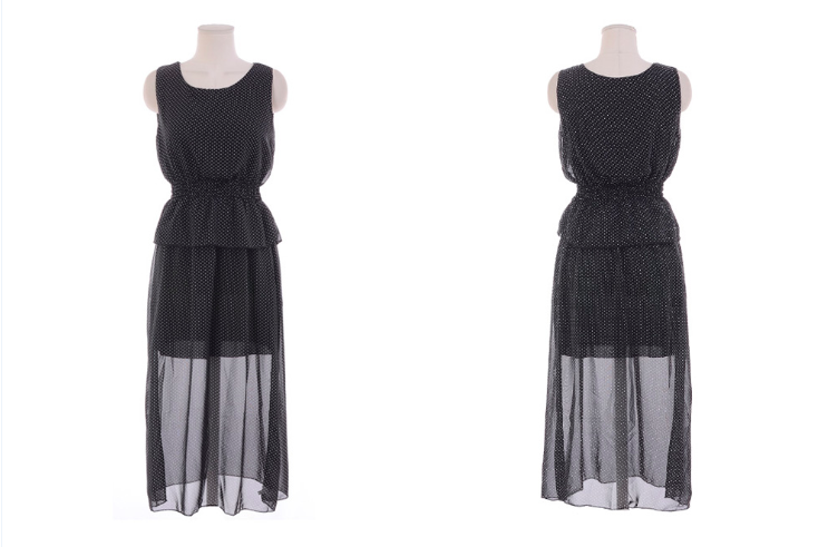 WD6966 Stylish Chiffon Dress Black