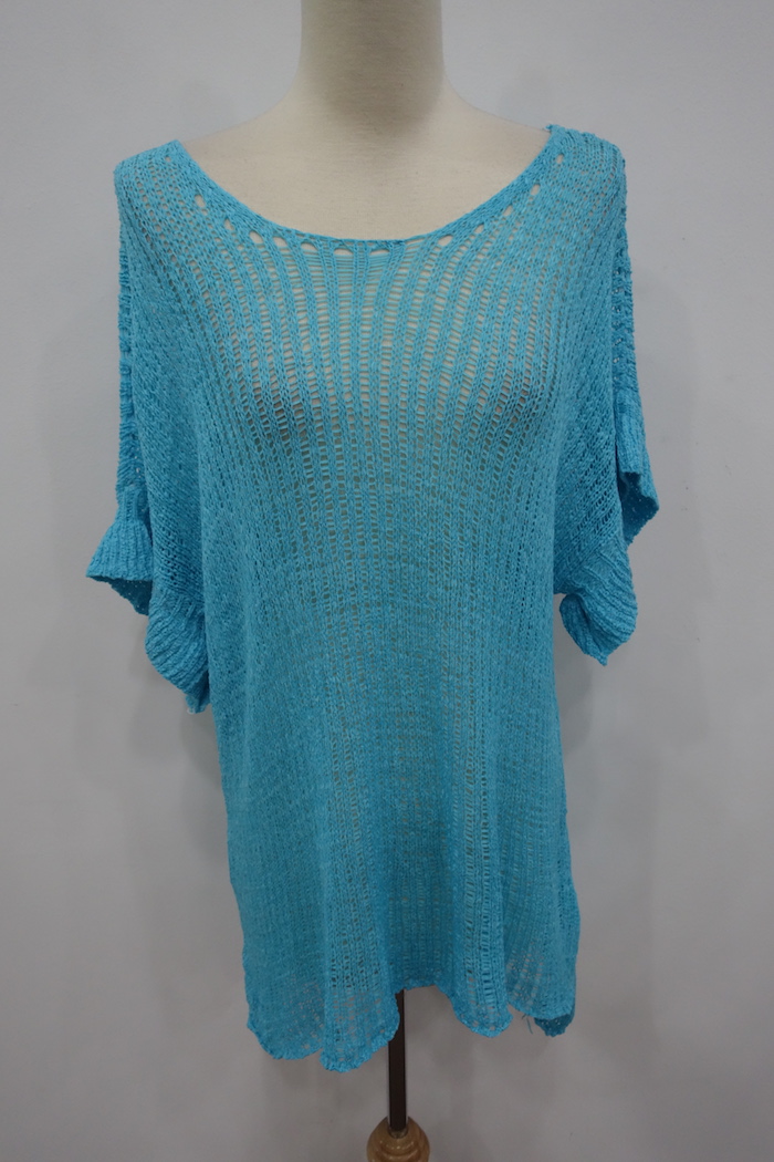 WT6974 Stylish Knit Top Light Blue