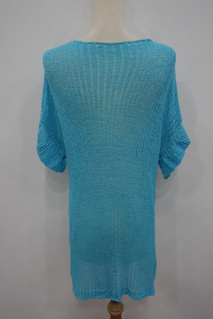 WT6974 Stylish Knit Top Light Blue