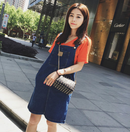 WD6986 Fashion Denim Dress Blue