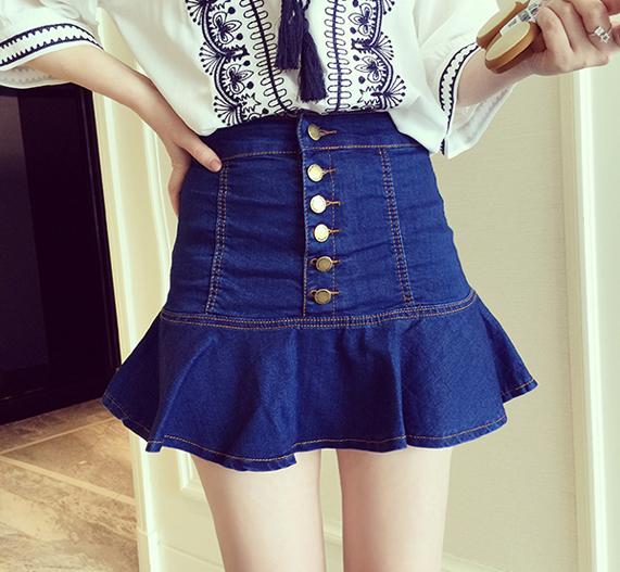 WK6987 Pretty Denim Skirt Blue