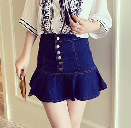 WK6987 Pretty Denim Skirt Blue