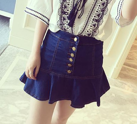 WK6987 Pretty Denim Skirt Blue