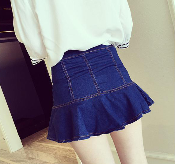 WK6987 Pretty Denim Skirt Blue