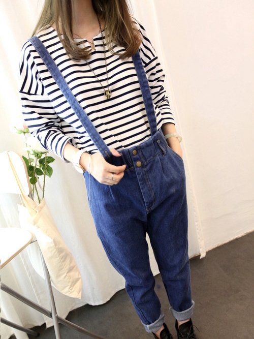 WP3675 Stylish Denim Jumpsuit Blue