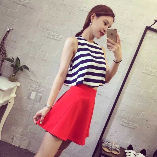 WT3684 Top and Skirt As Picture (1 Set)