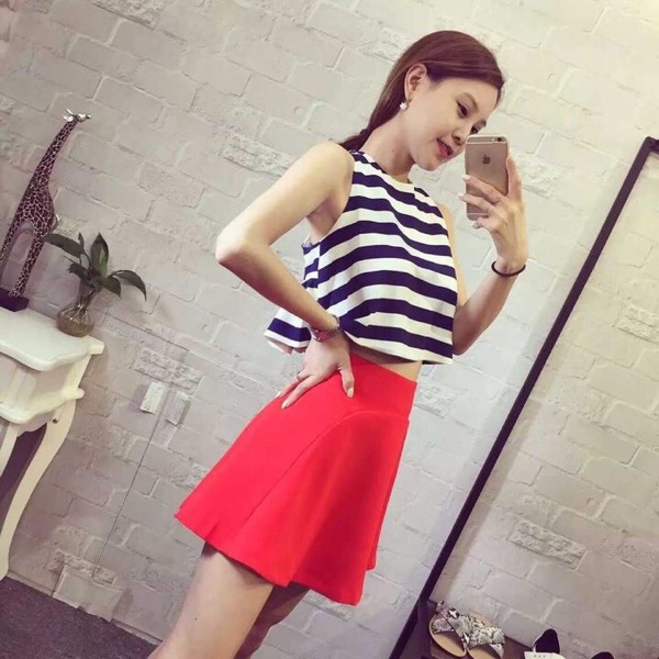 WT3684 Top and Skirt As Picture (1 Set)