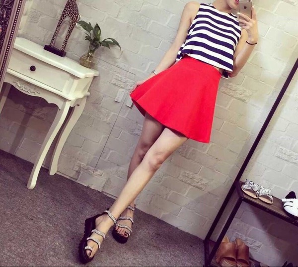 WT3684 Top and Skirt As Picture (1 Set)