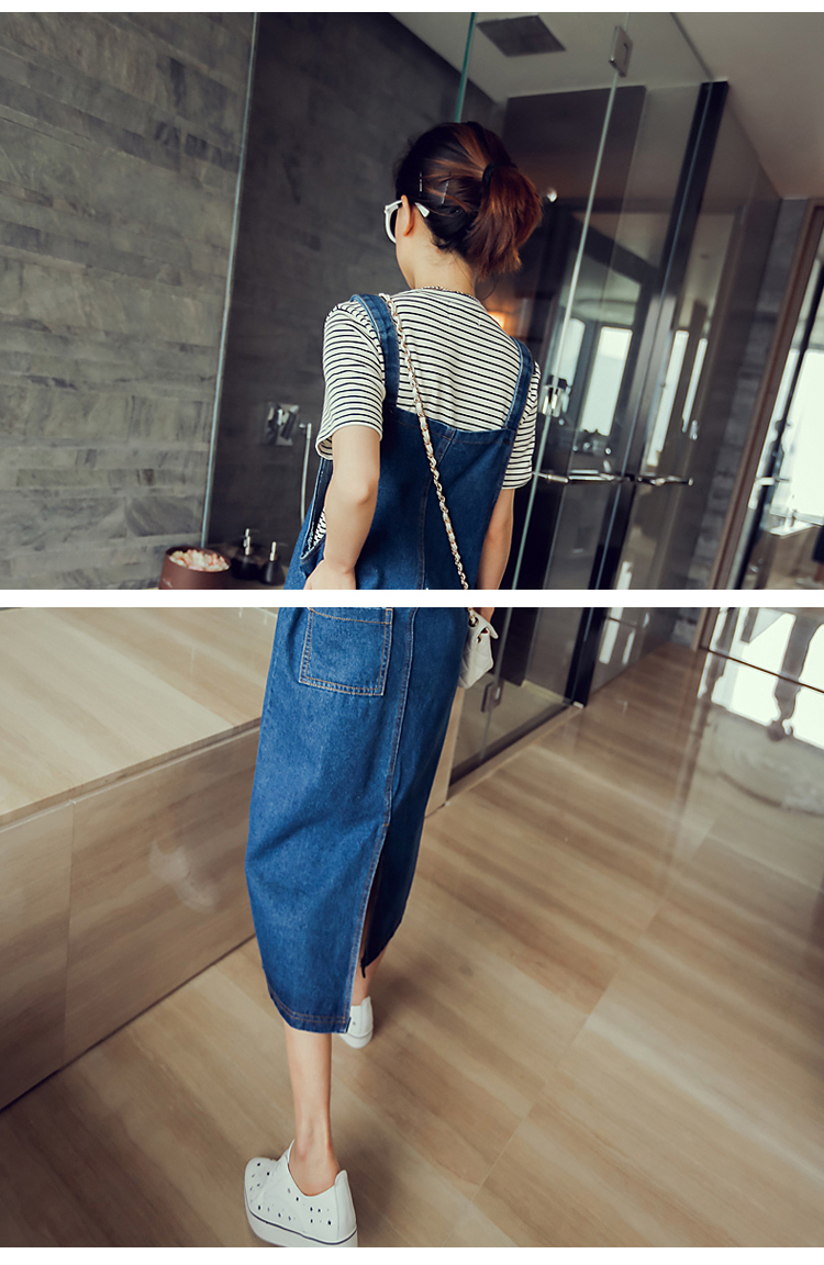 WD3696 Fashion Denim Dress Dark Blue