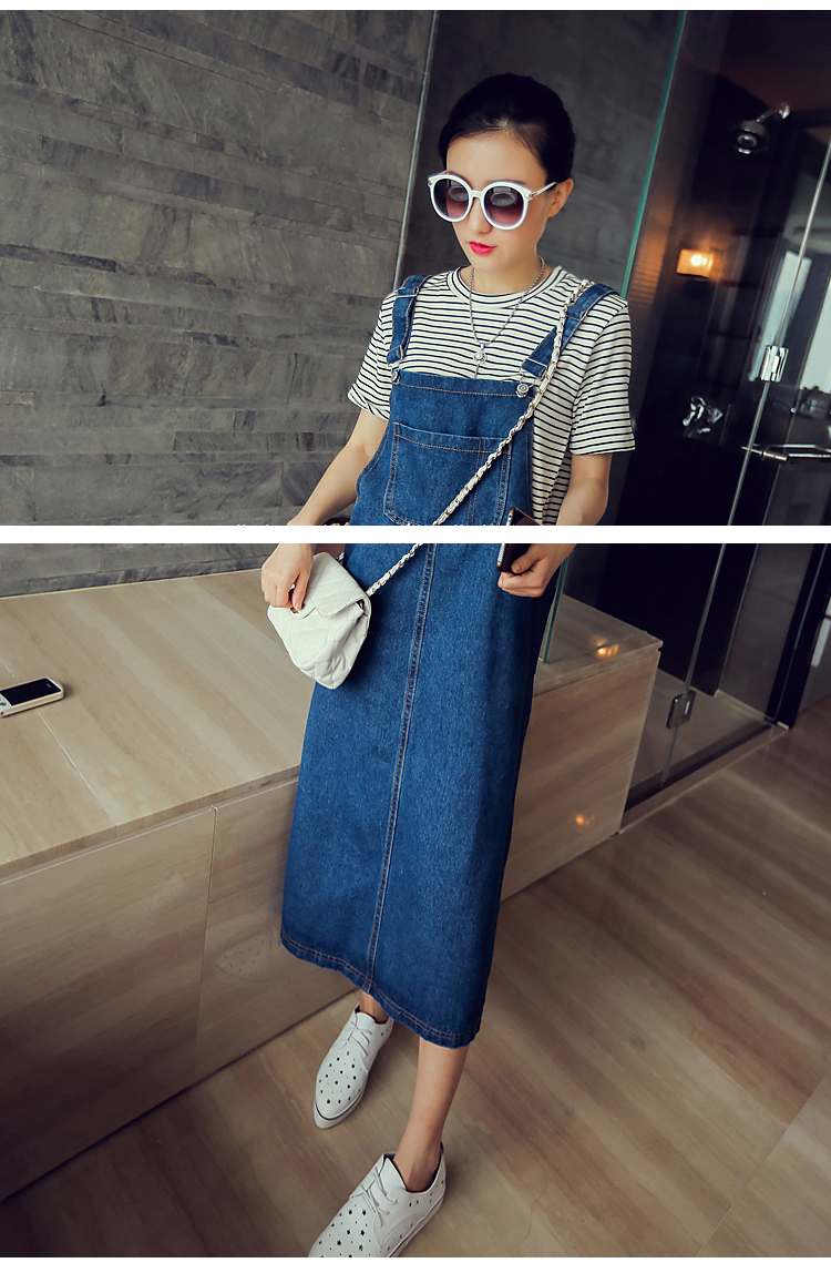 WD3696 Fashion Denim Dress Dark Blue