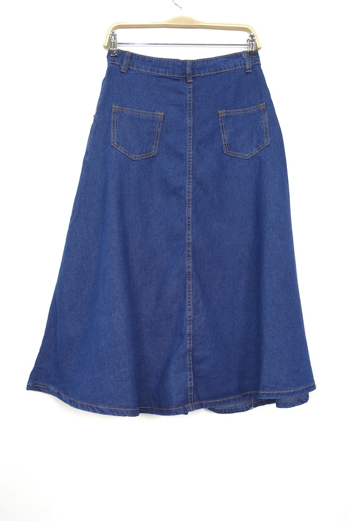 WK3701 Stylish Denim Skirt Dark Blue