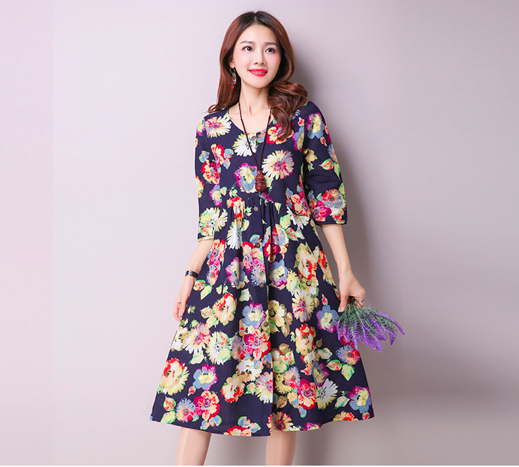 WD6994 Pretty Floral Dress Black