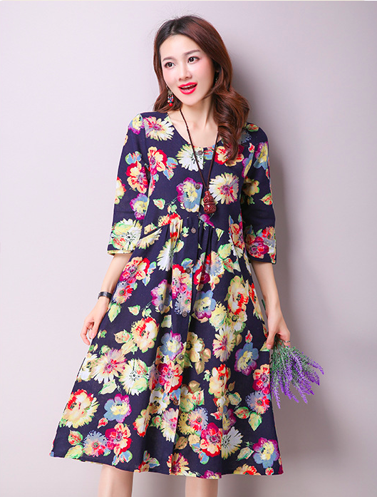 WD6994 Pretty Floral Dress Black