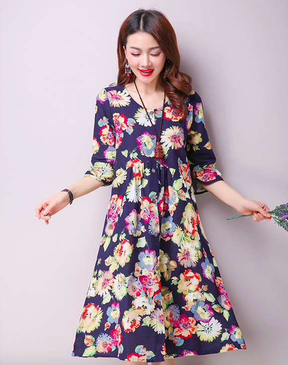 WD6994 Pretty Floral Dress Black