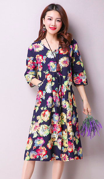 WD6994 Pretty Floral Dress Black