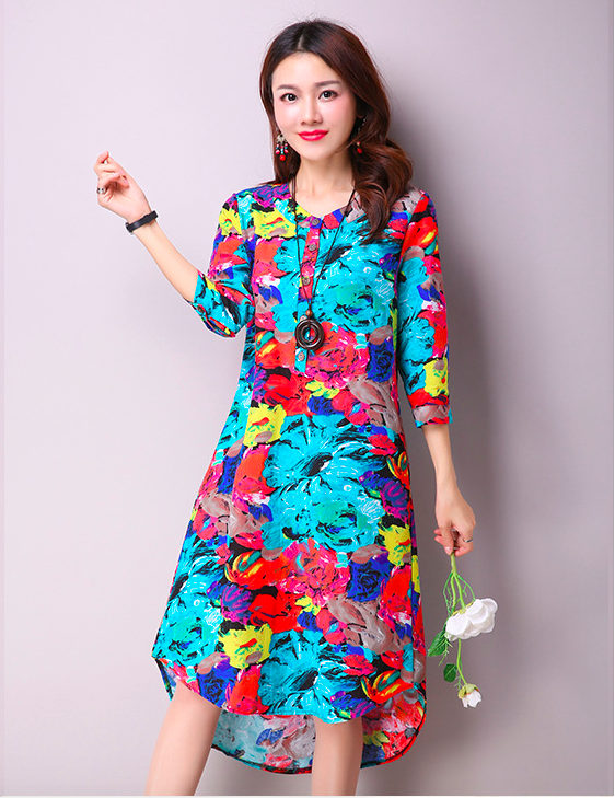 WD6995 Colourful Dress Blue