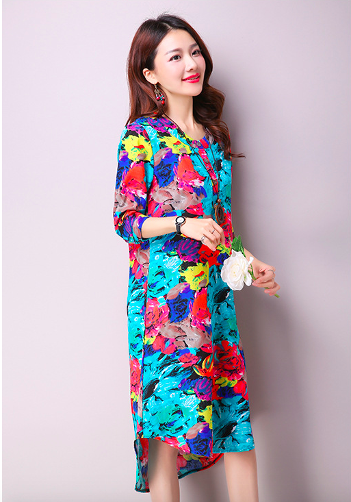 WD6995 Colourful Dress Blue