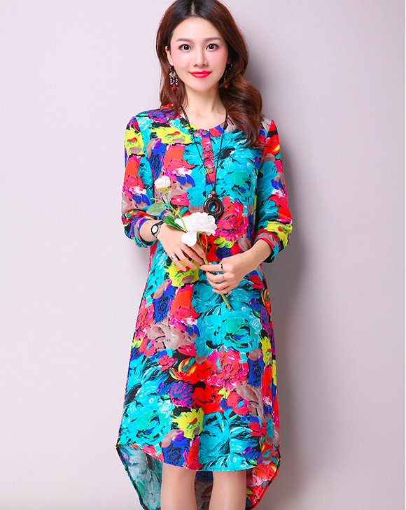 WD6995 Colourful Dress Blue