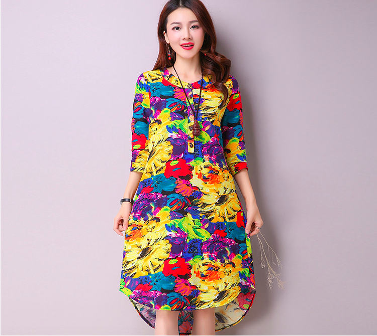 WD6995 Colourful Dress Yellow