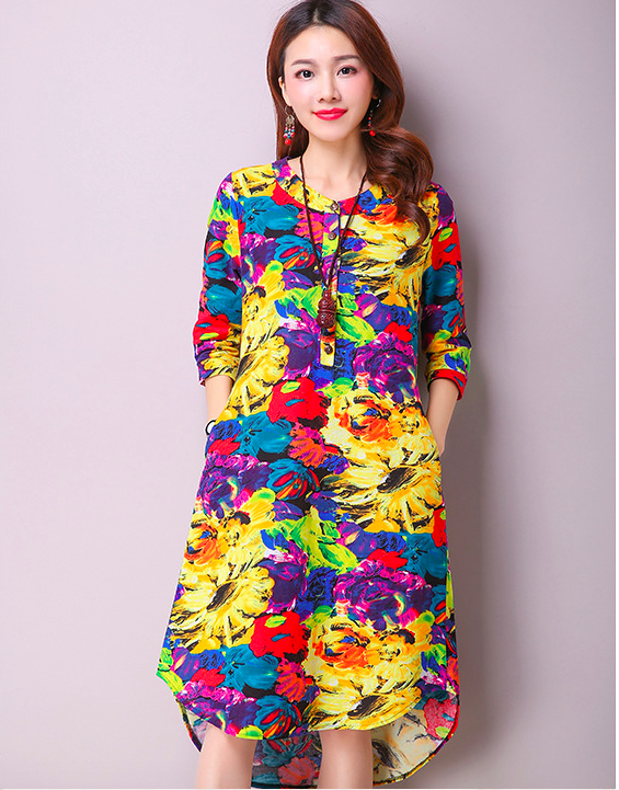 WD6995 Colourful Dress Yellow