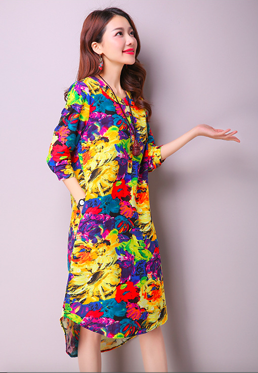 WD6995 Colourful Dress Yellow