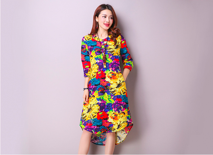 WD6995 Colourful Dress Yellow