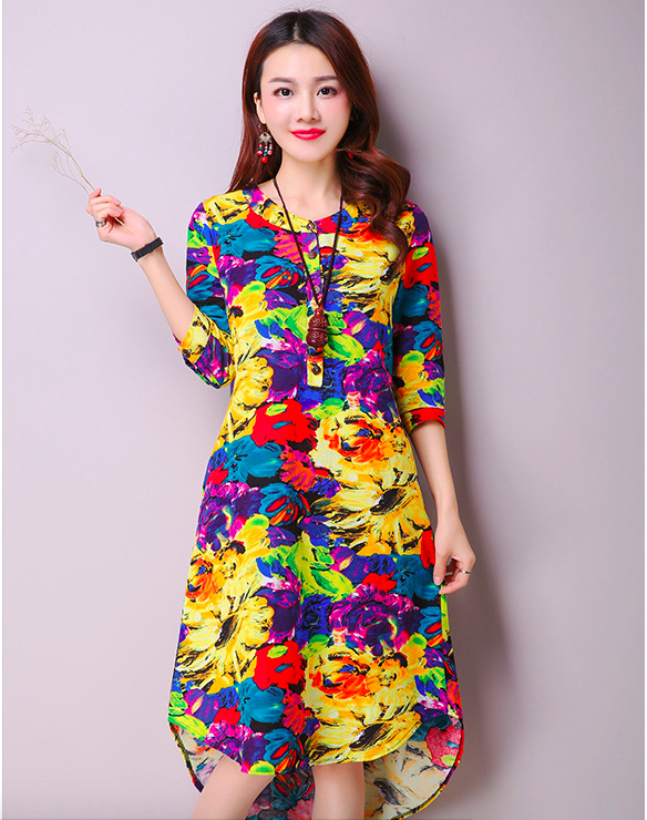 WD6995 Colourful Dress Yellow