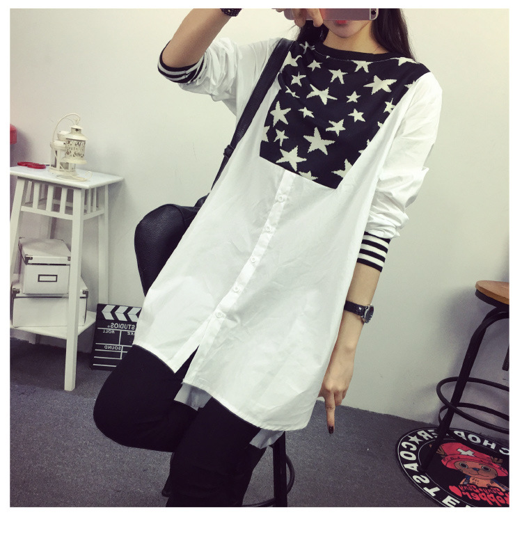 WT6999 Fashion Long Top White