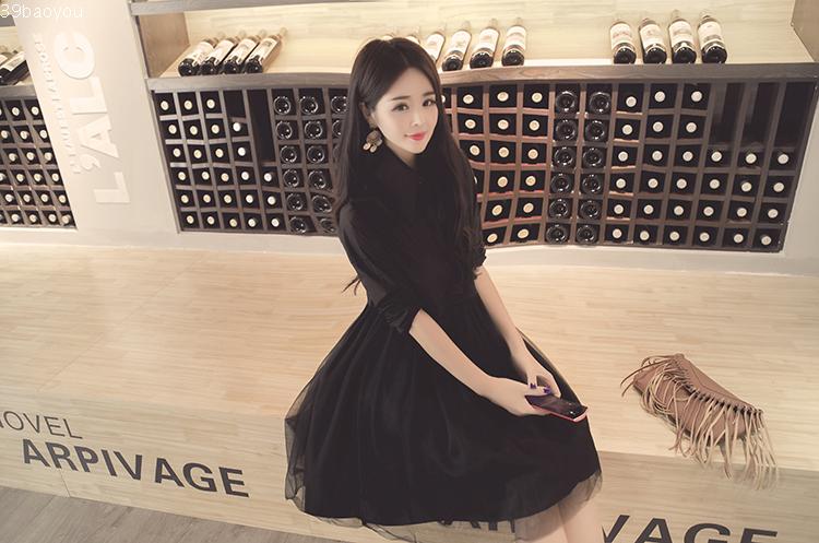 WD7015 Korea Lovely Dress Black